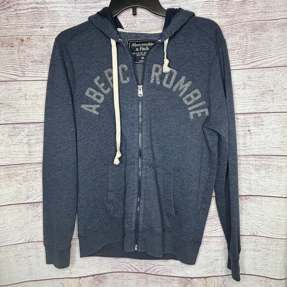 Abercrombie & Fite Men's Blue Gray Hooded Zip Up Sweatshirt Jacket Size XS - Picture 8 of 13